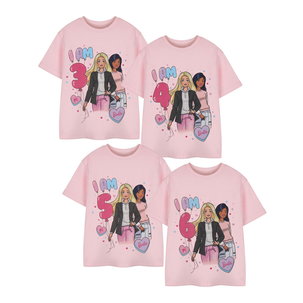 Barbie (5-6 Years) Short Sleeved T-Shirt (Girls Pink)