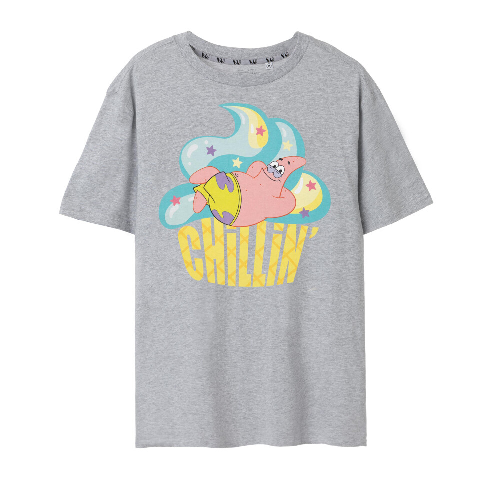 Spongebob Squarepants (X-Large) Short Sleeved T-Shirt (Womens Grey)