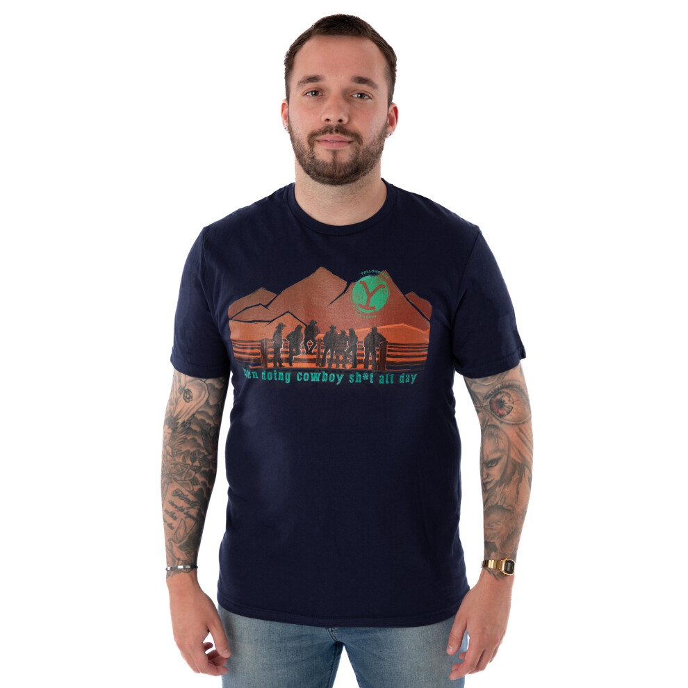 Yellowstone (Xx-Large) Short Sleeved T-Shirt (Mens Blue)