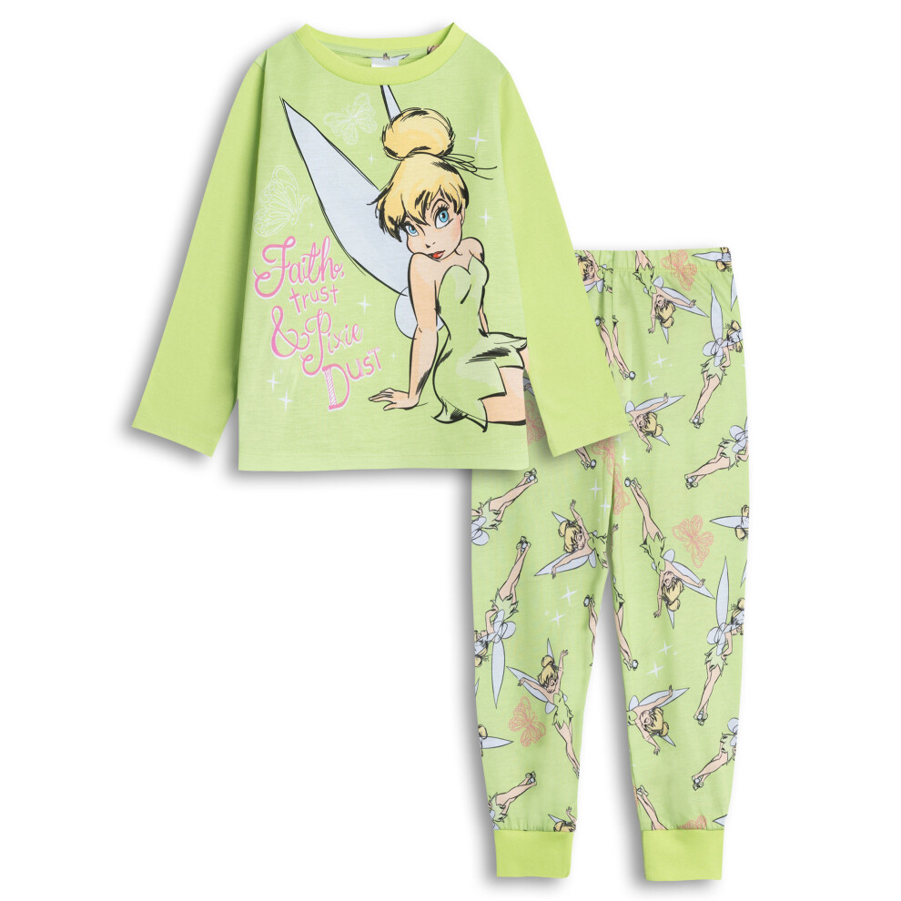 Disney (7-8 Years) Tinkerbell Long Sleeve Long Leg Pyjama Set (Girls Green)