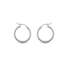 Jewelco London Sterling Silver Ribbed Hoop Earrings - 3mm - 2.4cm - AER012A