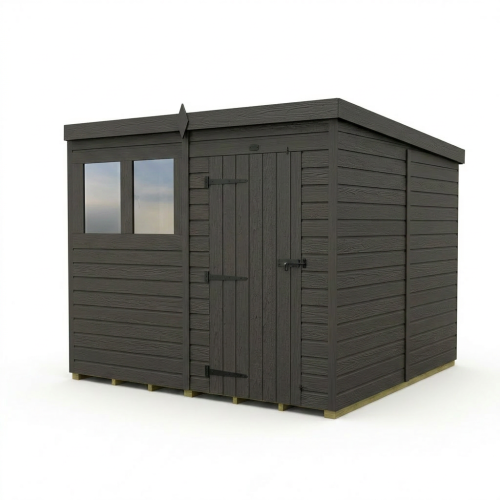 8x8 Pent Composite Shed Tanalised (Single Door, With Windows) 1