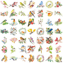 50 Sheets Reward Sticker Watercolor Bird Graffiti Sticker