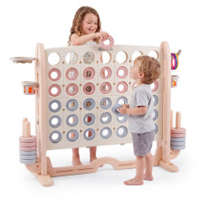 4-in-1 Spelcentrum in PEHD Vier op een Rij Basketbal Ringen en Golf Afm 109x41cm Beige-Grijs