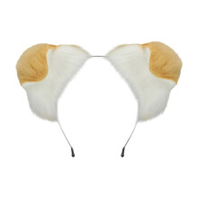 Floppy Dog Ear Hairband Warm Plush Headwear Costume-Camel white