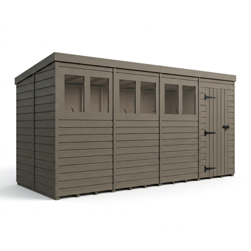 6x9 Pent Composite Shed Tanalised (Single Door, With Windows) 1