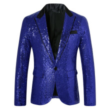 Lässiger Herrenblazer mit 3D-Paillettenprint und Revers