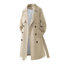 Trench coat masculino para outono/inverno, modelagem ampla e comprimento médio.