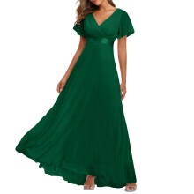 Abito da sera da donna senza spalline in chiffon, modello a trapezio, verde, taglia XL
