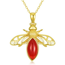 Collana con ciondolo a forma di ape turchese in argento sterling