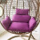 Egg Chair Cushion with Headrest Purple Waterproof 7