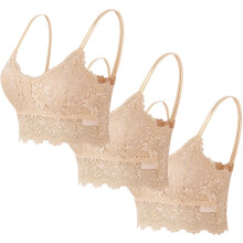 Sutiã feminino de renda com alças finas, costas nuas e antiderrapante.