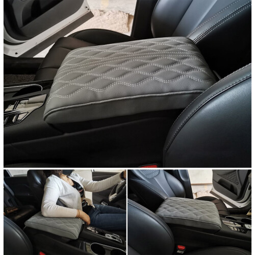 Cuscino per bracciolo auto in pelle con memory foam, antiscivolo e resistente.
