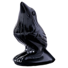Mini kragefigur naturlig sort sten gotisk fuglestatue