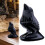 Mini kragefigur naturlig sort sten gotisk fuglestatue 5
