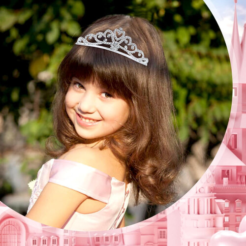 Tiara de Princesa com Cristais e Strass Prateado - Pacote com 12 Unidades 2