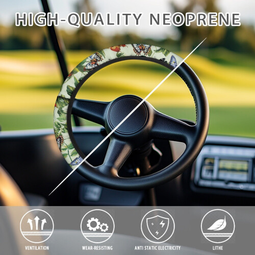 Butterfly Golf Cart Steering Wheel Cover Green Leaf 2