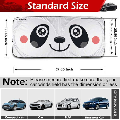 Parasolar auto pliabil, tip panda, cu desene animate 1