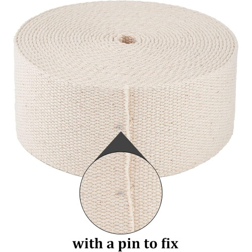Ruban en sergé de coton beige, 5 cm de large, 5,1 m 2