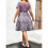 Plus Size Damekjole med Lilla Print og Rund Hals, Kort 3