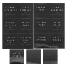 KONTONTY Laundry Room Stickers Black Paper 12 pcs