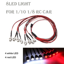 Sada LED světel pro RC auta 1/10 a 1/8, 8dílná, bílá červená