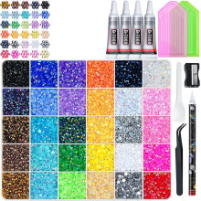 Kit di Strass In Resina, 30 Colori, Strass Piatti da 3 mm con Colla per Gioielli e Strumenti per Progetti Artistici e Artigianali Fai da Te e Regali.