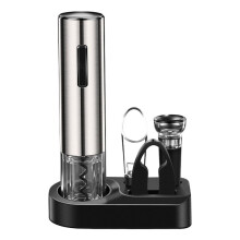 4in1 Electric Wine Bottle Opener with Wine Aerator, Vacuum Wine Preserver Foil Cutter & Storage Base Rechargeable Opener