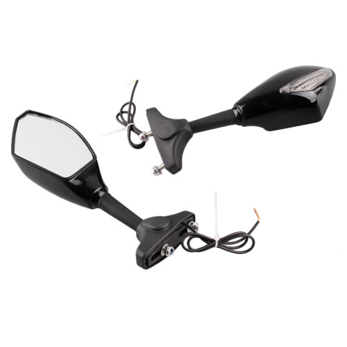 Motorbike Rear View Side Mirrors with LED Light Universal