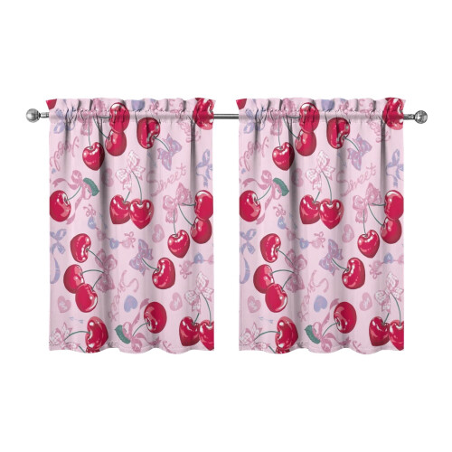 Vintage cherry tier kitchen curtains 28x36 in 2 panels