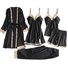 Completo da donna in seta con canotta e reggiseno incorporato, nero, taglia XXL