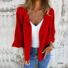 Damen-Freizeitjacke mit Stretch, eckigem Ausschnitt und 3/4-Ärmeln