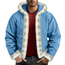 Gilet à capuche doublé polaire pour homme, bleu ciel, taille S
