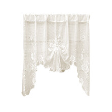 Floral Lace Kitchen Curtain Valance 60x40 Inch Beige
