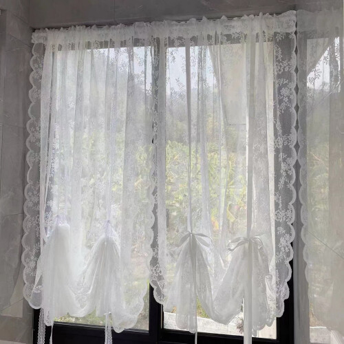 White Sheer Kitchen Lace Curtain 5.12 x 7.87 in