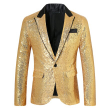 Blazer masculino formal com estampa de lantejoulas 3D