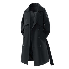 Trench coat masculino para outono/inverno, modelagem ampla e comprimento médio.