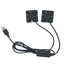 Doppia ventola USB da 40 mm con velocità regolabile e grado di protezione IP68, ideale per scrivania.