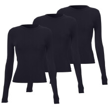 Dames basic T-shirt met lange mouwen en ronde hals, aansluitend ondershirt3