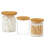 Conjunto de 3 porta-cotonetes de vidro (20 oz e 11 oz) 1