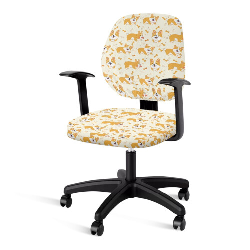 Set de 2 huse de scaun extensibile cu imprimeu Corgi