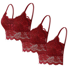 Sutiã feminino de renda com alças finas, costas nuas e antiderrapante.