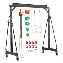 Kantava mobiiliportti 1995,81 kg-Duoku-Korkeussäädettävä rakenne 2530 - 3730 mm, autotalliin, varustettu käsikärryllä