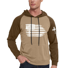 Sweat-shirt à capuche kaki pour homme, taille XXL, imprimé drapeau et
