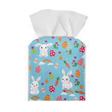 Boîte à mouchoirs en similicuir avec motif lapin de Pâques (1 pièce)