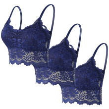Sutiã feminino de renda com alças finas, costas nuas e antiderrapante.