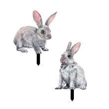Letreros de Pascua para jardín con estacas, diseño de conejito y huevo (2 unidades)