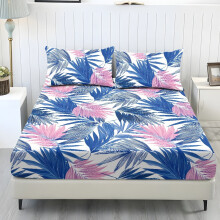 Twin XL lakensett med putetrekk blårosa blad