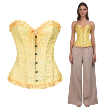 Women’s Corset Shaping Sexy Slimming Lace Yellow S — lace corset women, slimming corset, yellow corset s