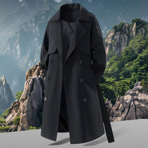 Trench coat masculino oversized, modelagem ampla e comprimento médio. 1